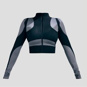 Pretty Little Thing SHAPE BLACK BRANDED CONTOUR ZIP LONG SLEEVE GYM TOP